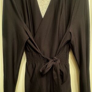 Black Wrap Front Tie Waist Jacket